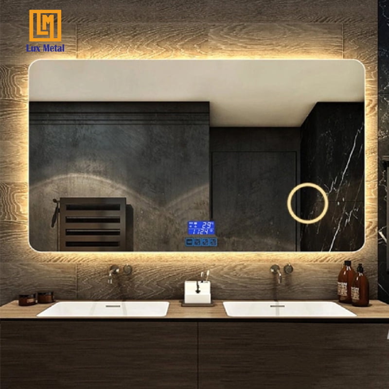 Lắp gương nhà tắm đèn led hiện đại