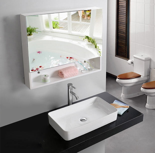 lắp gương liền tủ tiện dụng