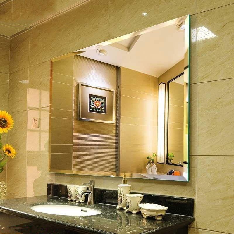 lắp gương nhà tắm khung viền inox mạ vàng sang trọng