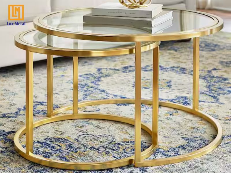 Bàn inox mạ vàng thiết kế hiện đại sang trọng