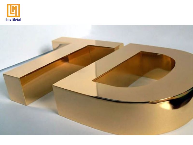 Chữ inox mạ đồng bóng gương chống oxy hóa cao cấp