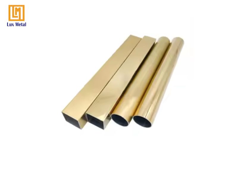Ống và hộp inox mạ vàng trang trí nội thất hiện đại