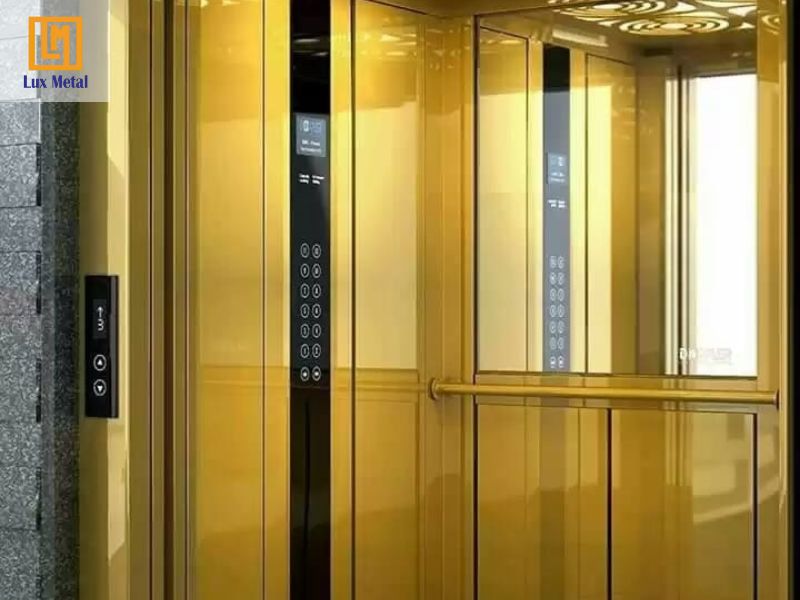 Ốp thang máy inox mạ vàng cho công trình đẳng cấp